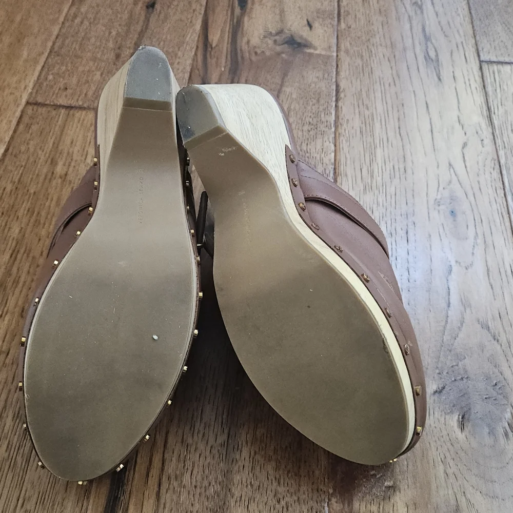 Veronica Beard Brown Hendrix Leather Mule Clogs 8 - Picture 6 of 11